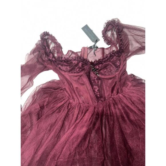 Widow Dance With Death Dress Long Ballgown Black Red Lace - Picture 6 of 7